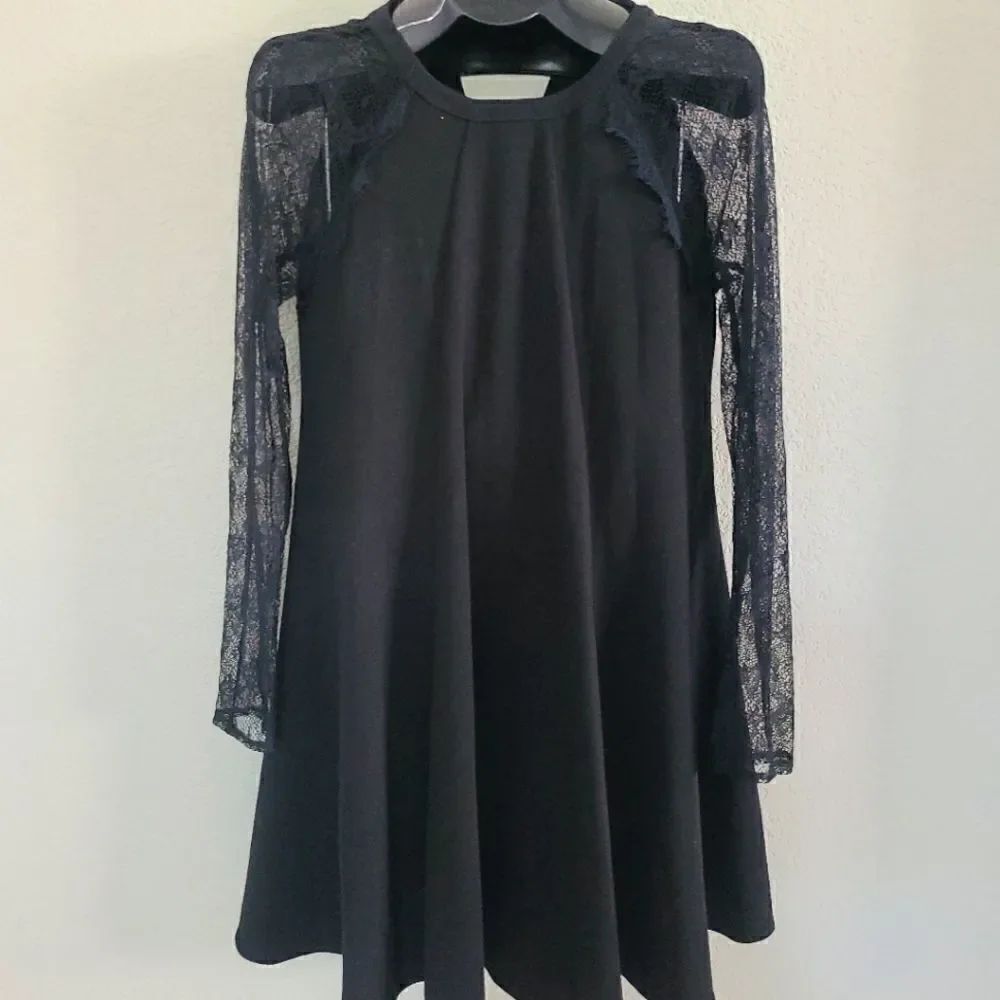 Topshop Black Swing Dress Lace size 6 S